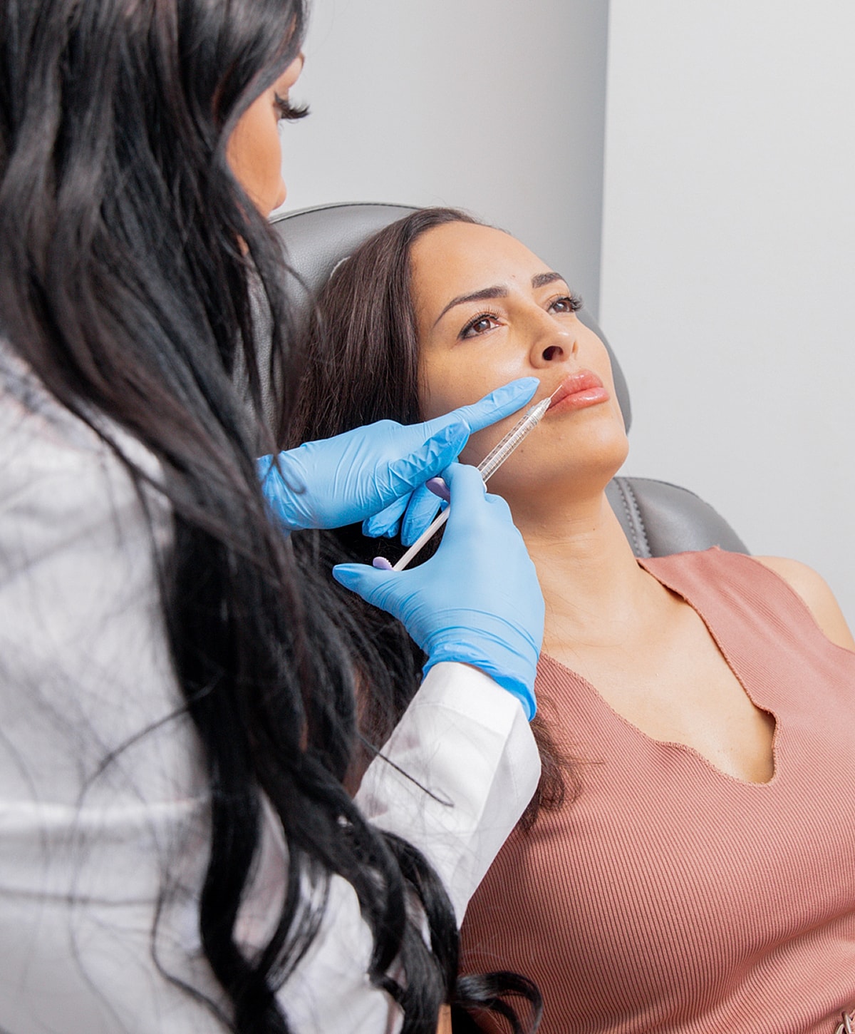 Cosmetic procedure: kybella lip enhancement in progress.